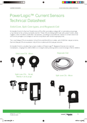 Image of PowerLogic™ UL 2808 Current Transformers (CT) Technical Datasheet