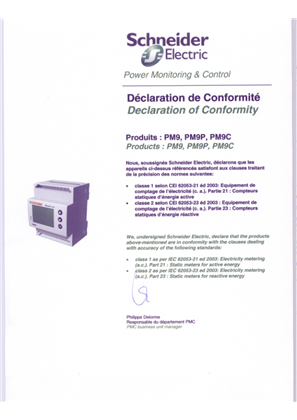 Immagine di Declaration of Conformity to IEC62053-21/23 (PM9)
