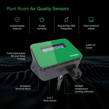 Image of SpaceLogic Sensors - SCD2 Series Air Quality Sensors and SHD2 Humidity Sensors - Benefits Diagram