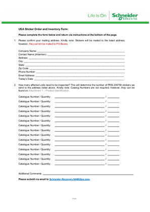 Image of Contractor Sticker and Inventory Form