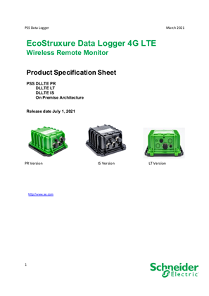 Image of EcoStruxure Data Logger 4G LTE Wireless Remote Monitor Product Specification Sheet