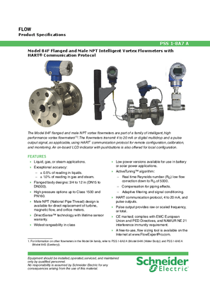 Image of Model 84F Flanged and Male NPT Intelligent Vortex Flowmeters with HART® Communication Protocol