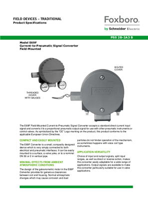 ภาพของ Model E69F Current-to-Pneumatic Signal Converter Field-Mounted
