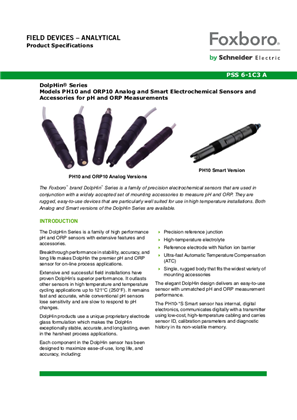 イメージ DolpHin® Series Models PH10 and ORP10 Analog and Smart Electrochemical Sensors and Accessories for pH and ORP Measurements