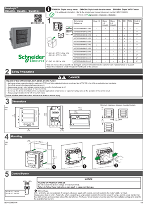Image of EasyLogic™ EM6433H / EM6436H / EM6459H Installation Sheet