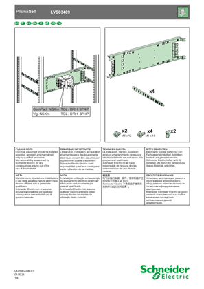 Slika linije Mounting plate NSXm toggle/rotative 3P/4P horizontal width 650- Instruction Sheet