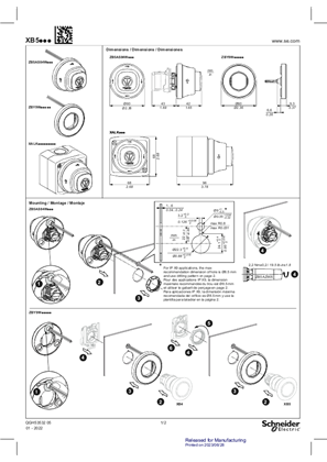Billede af XB5 Antimicrobial Illuminated emergency stop, Instruction Sheet