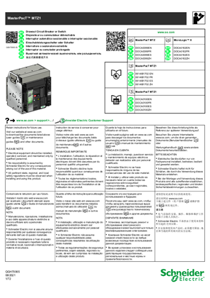 Image of MasterPacT MTZ1 Drawout Circuit Breaker or Switch, Installation Instructions