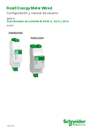 Imagen de Resi9 Energy Meter Wired, Serie 9, Transformador de corriente Resi9 80 A, 160 A y 250 A - Configuración y manual de usuario