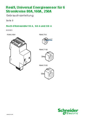 Bild von Resi9, Universal Energiesensor für 6 Stromkreise 80A,160A, 250A, Resi9-Stromwandler 80 A, 160 A und 250 A - Gebrauchsanleitung