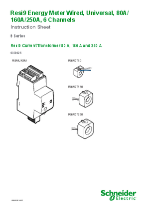 Image de Resi9 Energy Meter Wired, Universal, 80A/ 160A/250A, 6 Channels, Resi9 Current Transformer 80 A, 160 A and 250 A - Instruction Sheet