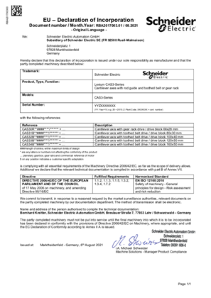 Bild von Lexium CAS3-Series, Declaration of Incorporation, EU CE, Schneider Electric