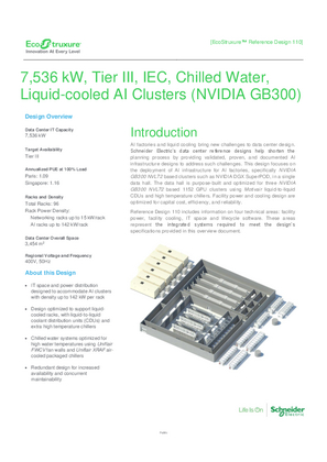 Obrázek 7,536 kW, Tier III, IEC, Chilled Water, Liquid-cooled AI Clusters (NVIDIA GB300)