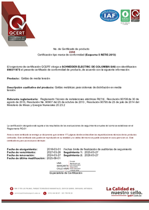 Imagen de RETIE 02204 Celda de media tensión