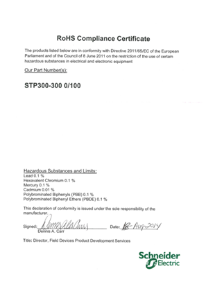 的映像 STP300-300 0-100 Temperature Sensors RoHS Certificate