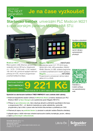 Obrázek Startovací balícek: univerzální PLC Modicon M221 s operátorským panelem Magelis HMI STU