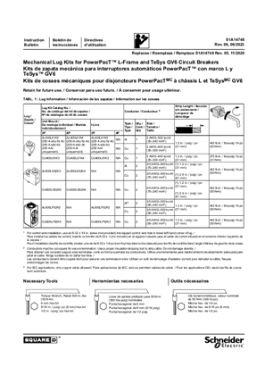 Image of Mechanical Lug Kits for PowerPacT L-Frame and TeSys GV6 Circuit Breakers Installation Instructions