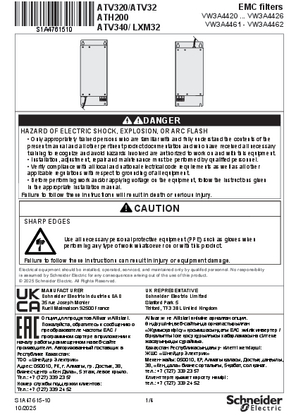 Image of Instruction Sheet - EMC Filters: VW3A4420...A4426, 4461, 4462