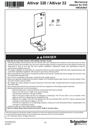 Image de Instruction sheet - Adaptor plate for GV2 - VW3A9921