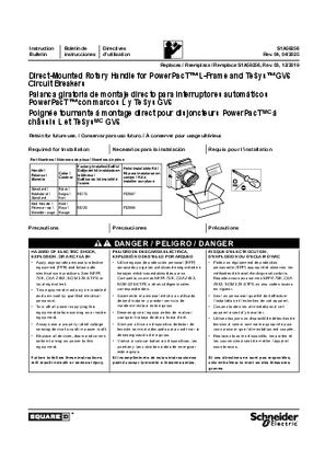 Image de Poignée tournante à montage direct pour disjoncteurs PowerPacT à châssis L et TeSys GV6 directives d'utilisation