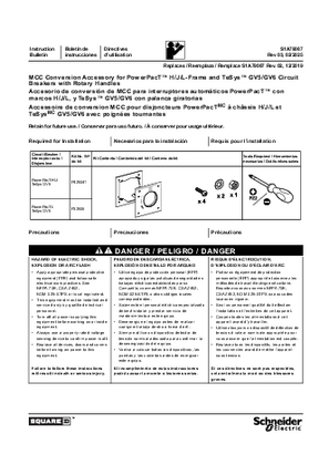 Image of MCC Conversion Accessory for PowerPacT H-, J-, L-Frame and TeSys GV5, GV6 Circuit Breakers with Rotary Handles - Installation Instructions