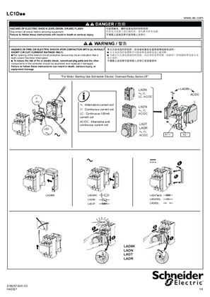 Image de LC1D, LC1Doo3 - 9 to 38 A AC/DC contactors - Instruction Sheet