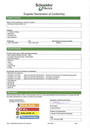 Image of Classic C2000 Series, S881 and S881BABK, Declaration of Conformity