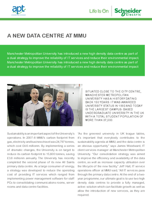 Image of A new high density data centre at Manchester Metropolitan University resulting in annual savings in energy cost exceeding 30%