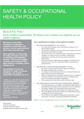 Image of Safety & Occupational Health Policy