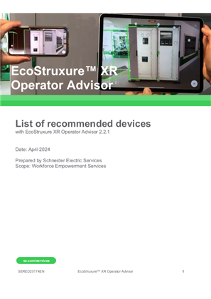 Image of List of recommended devices - EcoStruxure XR Operator Advisor