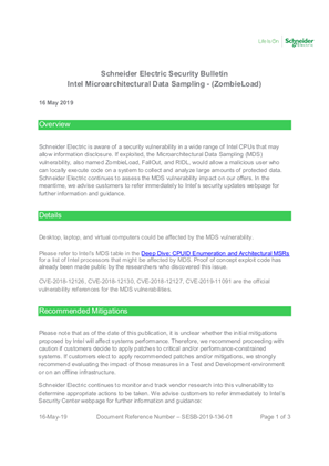 Image of Security Bulletin - Intel Microarchitectural Data Sampling - (ZombieLoad)