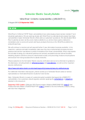 Image of Security Bulletin – SESB-2019-214-01 Wind River VxWorks Vulnerabilities