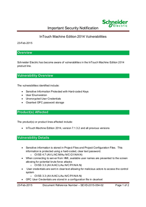 Image of Security Notification - InTouch Machine Edition Vulnerability Disclosure