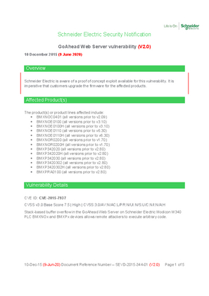 的映像 Security Notification - GoAhead Web Server Vulnerability (V2)