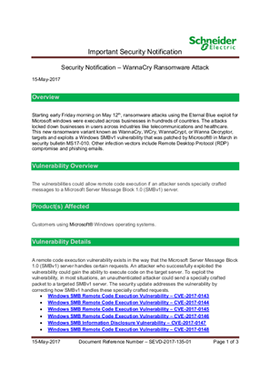Image of Security Notification - WannaCry Ransomware Attack