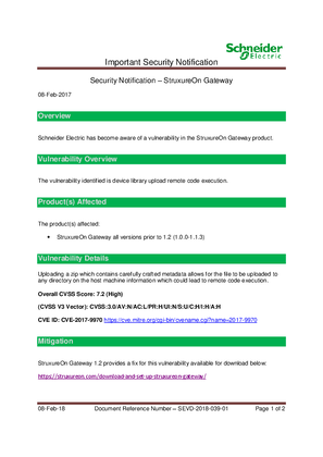 Image of Security Notification – StruxureOn Gateway