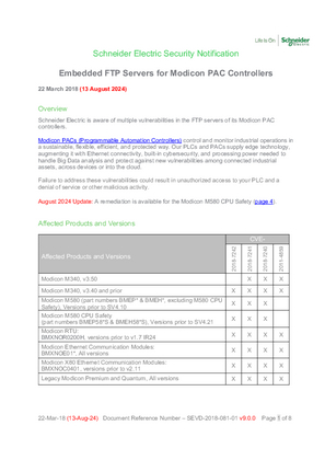 Security Notification - Embedded FTP Servers for Modicon (V2.0)