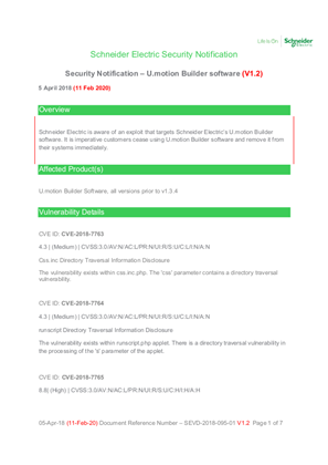 Image of Security Notification- U.motion Builder software (V1.2)