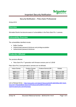 Security Notification - Pelco Sarix Professional 