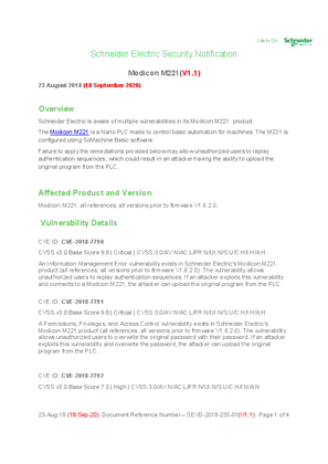 Security Notification - Modicon M221 (V1.1)