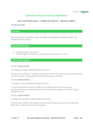 Security Notification - Modicon M221