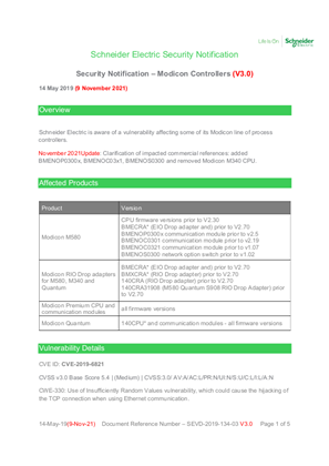 Image de Security Notification - Modicon Controllers (V3.0)
