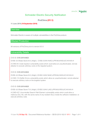 Security Notification - ProClima (V1.1)