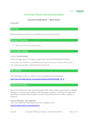 Security Notification - Zelio Soft 2