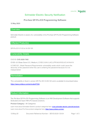 Security Notification - Pro-face GP-Pro EX Programming Software