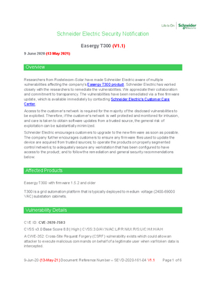 Security Notification - Easergy T300 (V1.1)