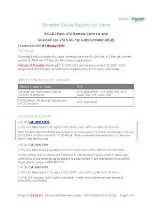 Security Notification - SCADAPack 7x Remote Connect and SCADAPack x70 Security Administrator (V1.2)