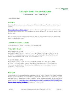 Security Notification - StruxureWare Data Center Expert
