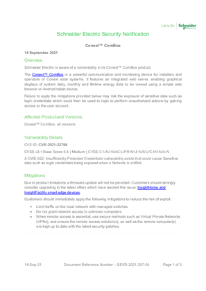 Image of Security Notification - Conext™ ComBox