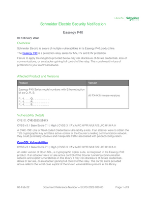 的映像 Security Notification - SEVD-2022-039-03 Easergy P40